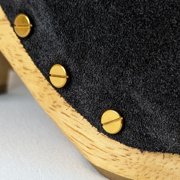 Veronica Beard Dacey Clog Suede Studded Trim Stacked Heel Black 9.5 NWOB - Picture 7 of 14